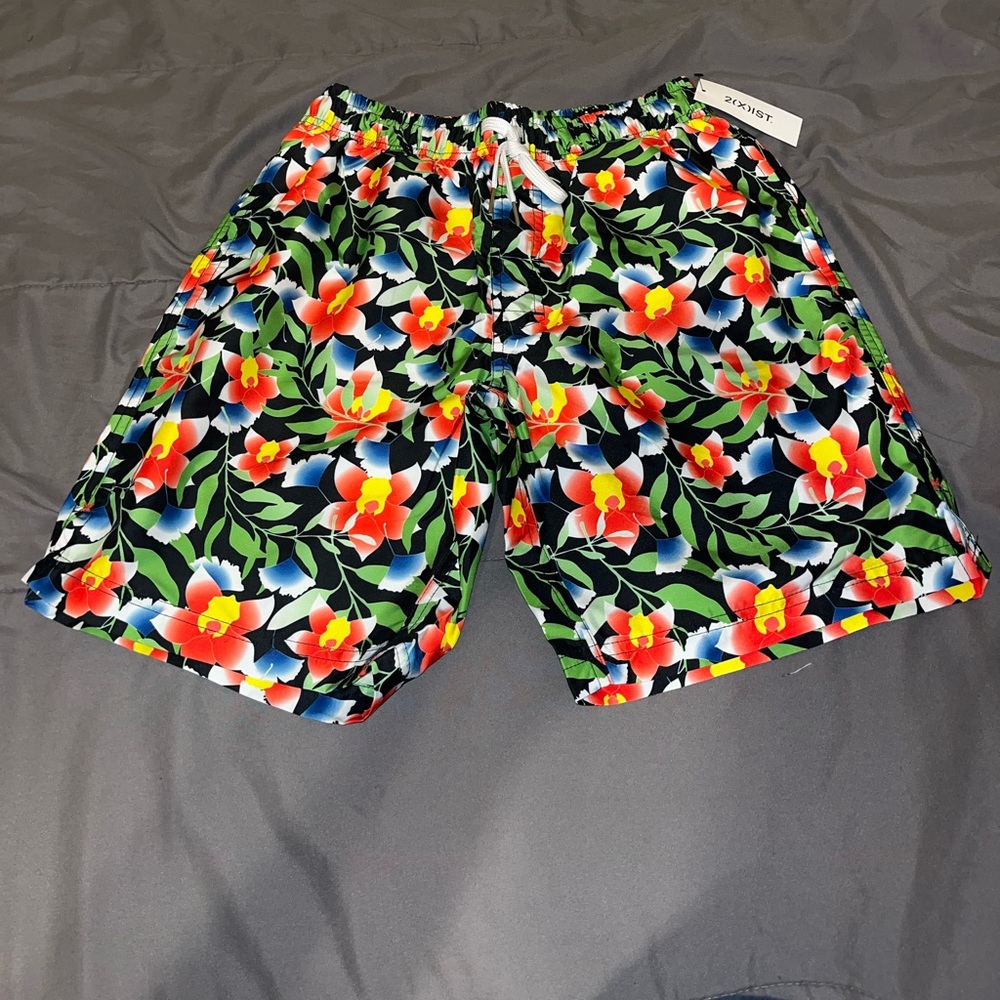 Bright Neon Floral Swim Shorts